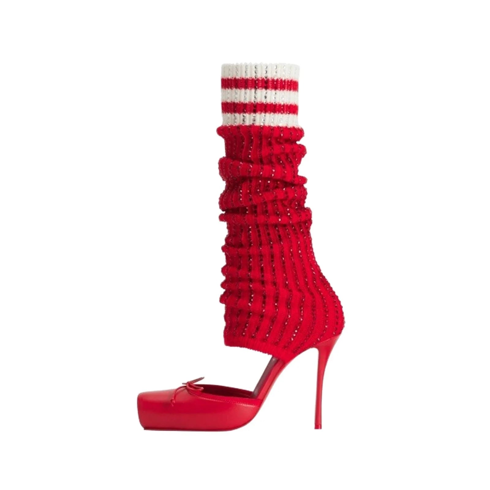 Knee-High Boots High-Heeled Square-Toe — Multicolor | KIMLUD