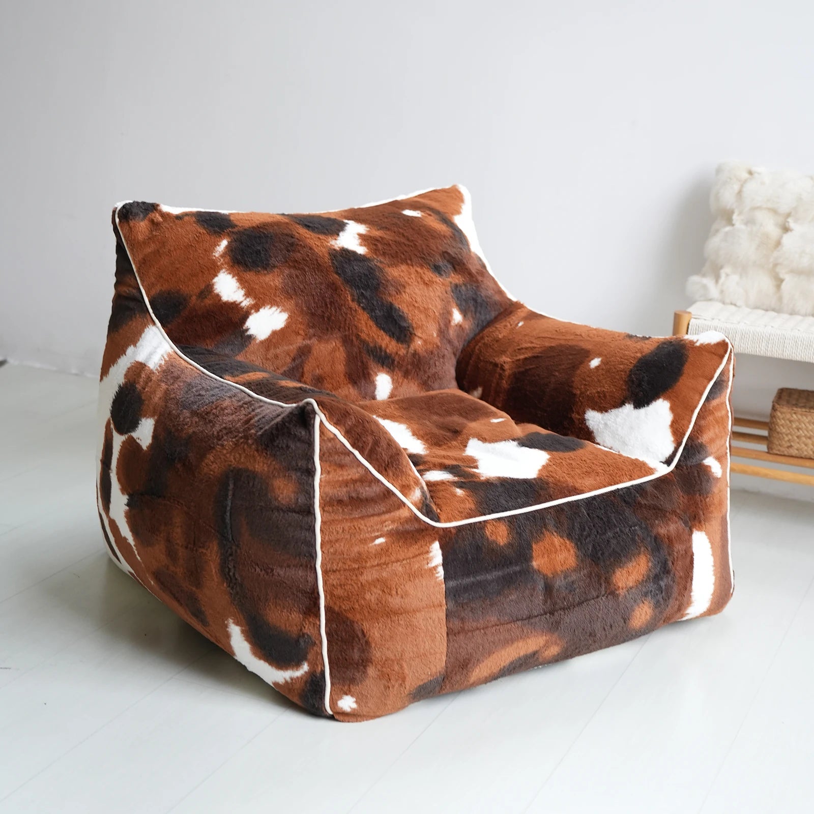 Minimalist Bean Bag Sofa Designer Soft Modern Lounge Seating For Cozy Living Rooms — Brown | KIMLUD