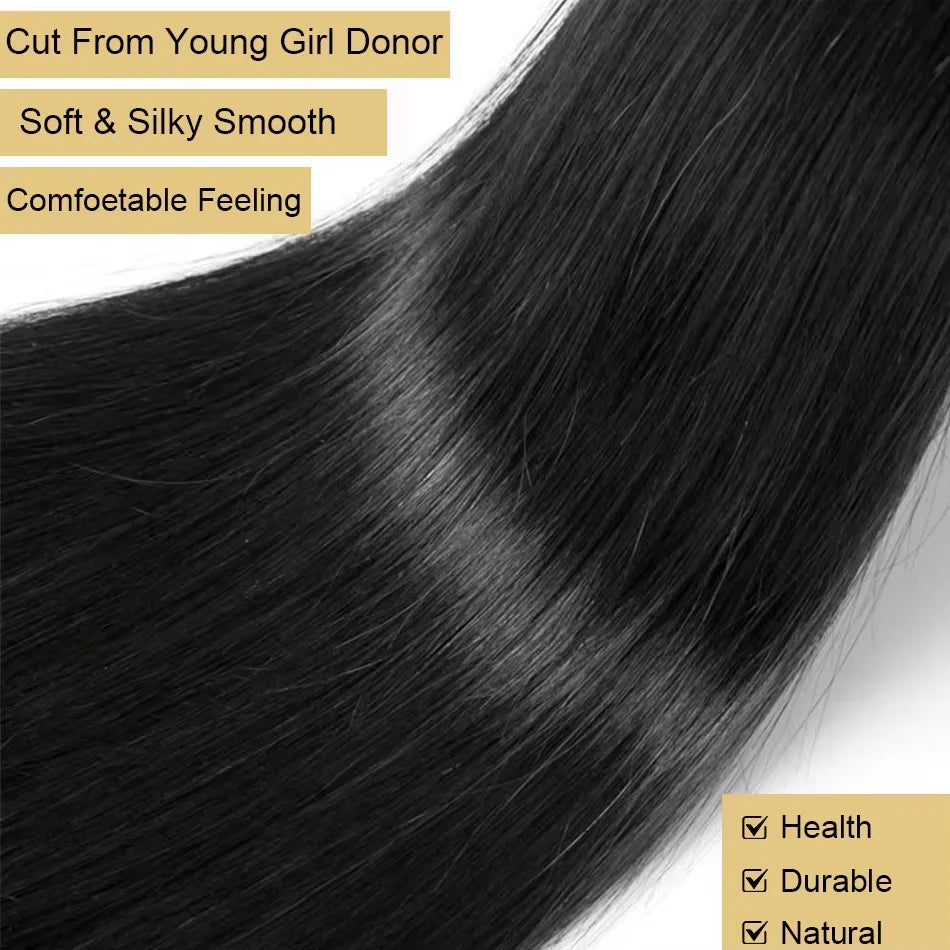 Human Hair Bone Straight Bundles Weft — Black | KIMLUD