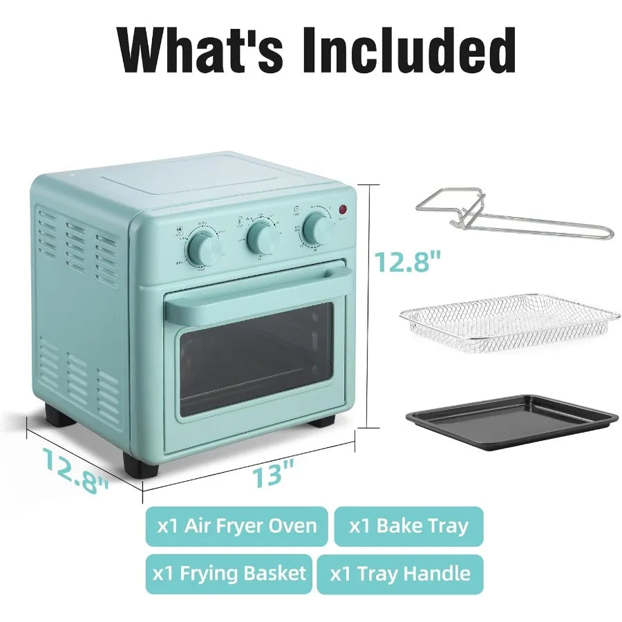 Retro Convection Air Fryer Toaster Oven Combo 16QT Countertop Mini Oven for Baking Toast Broiling Air Frying Rapid Heating Non-