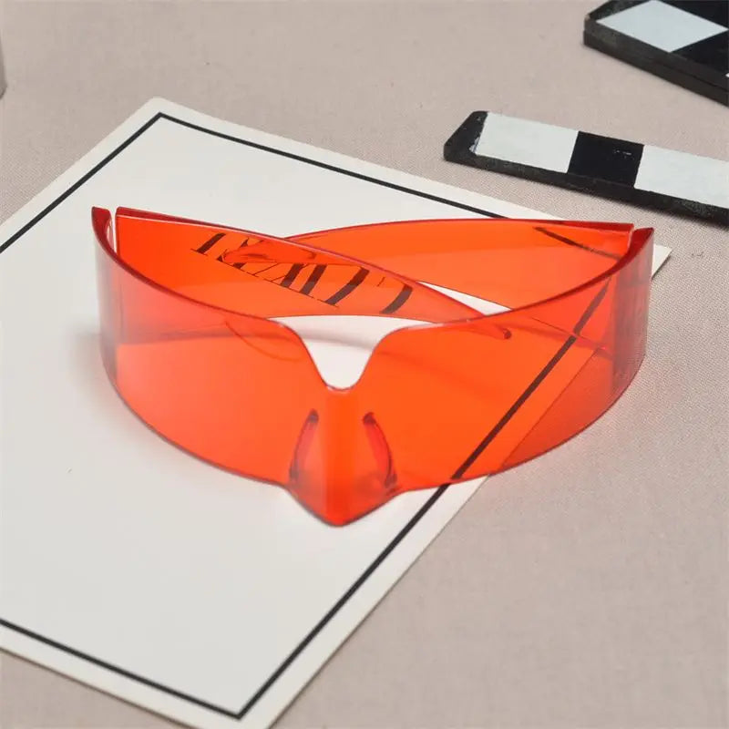 Cyberpunk Frameless Resin Sunglasses — Red | KIMLUD