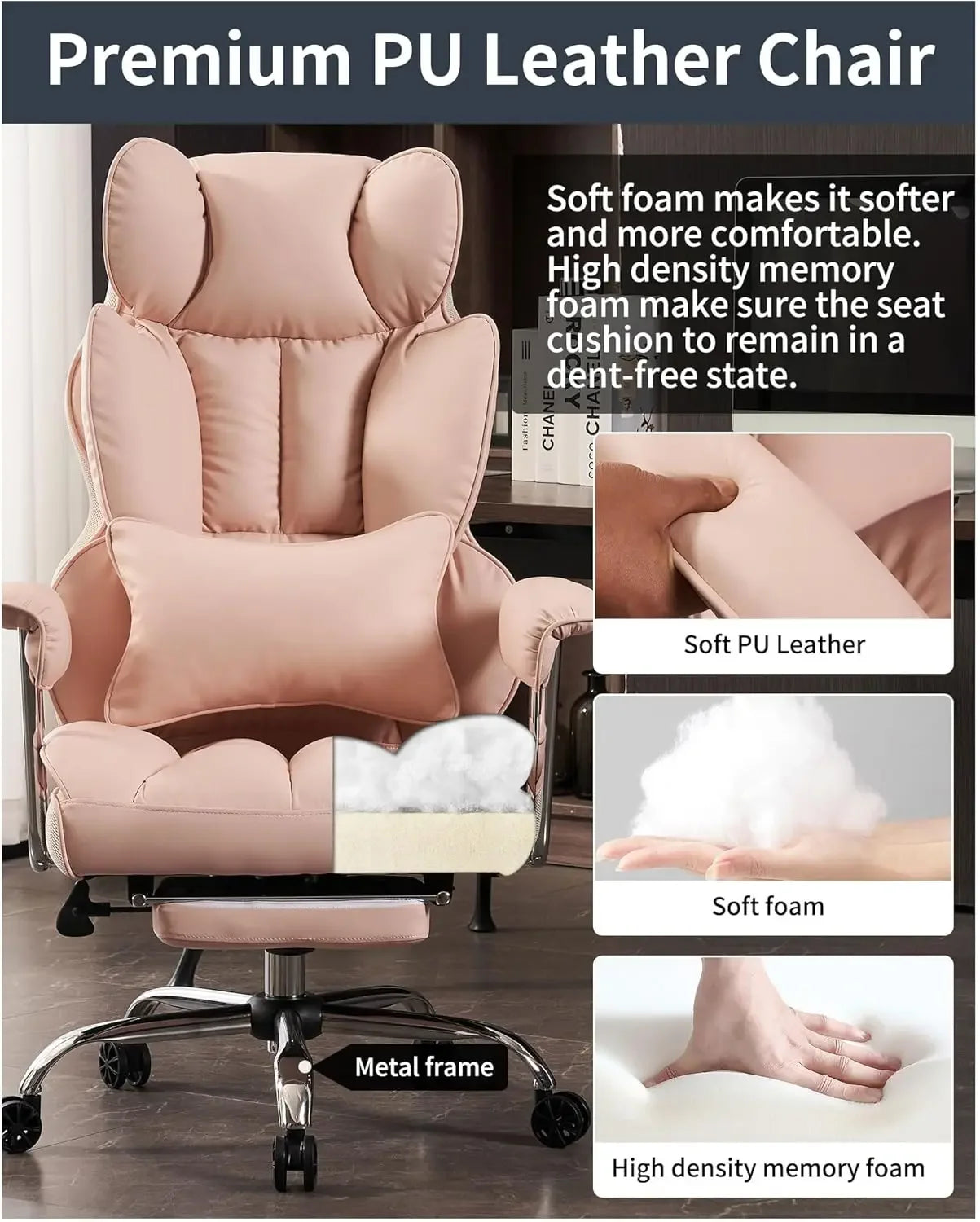 KIMLUD, Big and Tall Office Chair 400LBS, Heavy Duty Executive Office Chair with Foot Rest, Home Office Desk Chairs, KIMLUD Womens Clothes