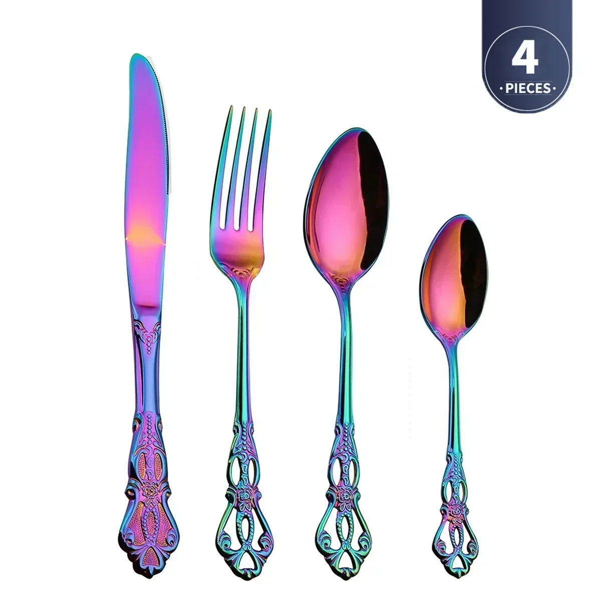 Gold-Plated Stainless Steel Cutlery Set Royal European Spoon Fork Collection — Golden | KIMLUD