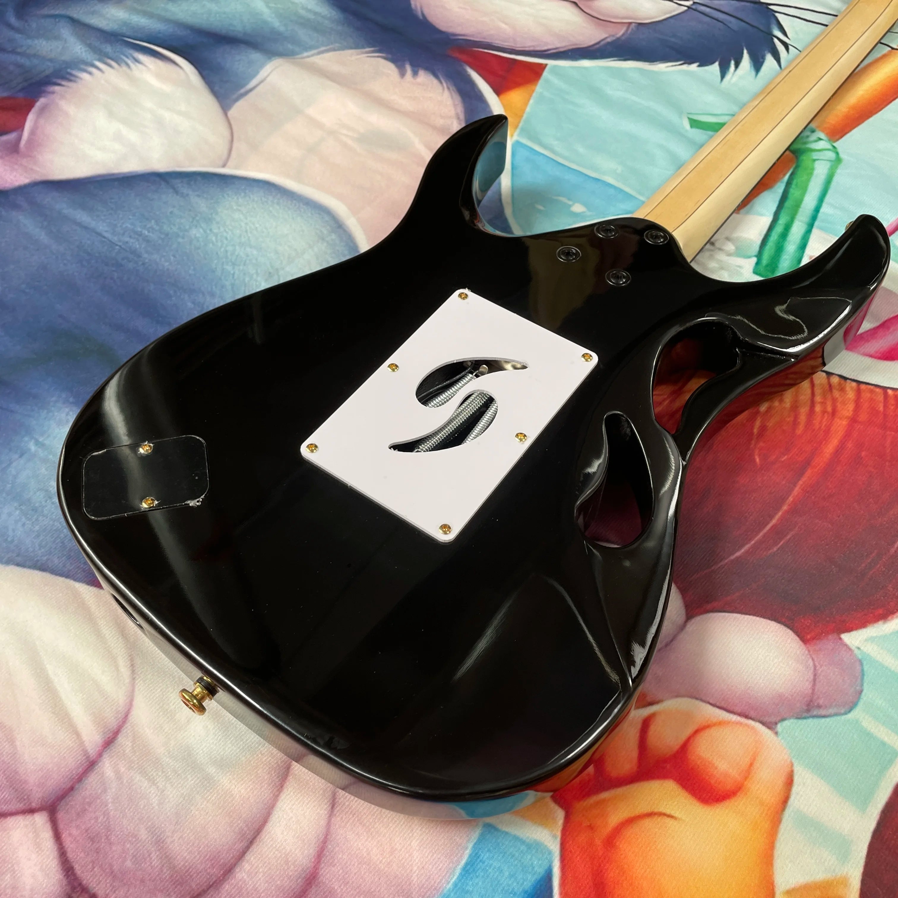 Rosewood Fingerboard Electric Guitar Abalone Tremolo — Gloss Black | KIMLUD