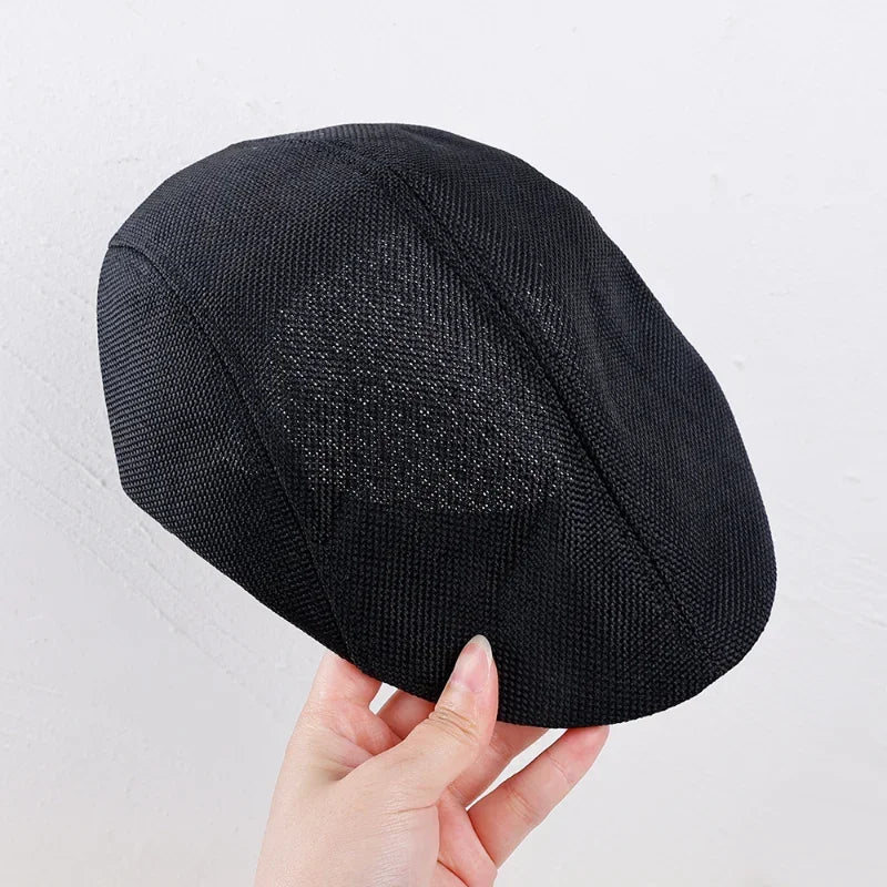 British Style Beret Hat Painter Cap for Men — Black | KIMLUD