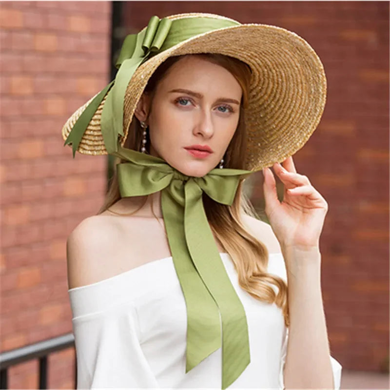 Elegant Straw Wide Brim Sun Hat — Natural | KIMLUD