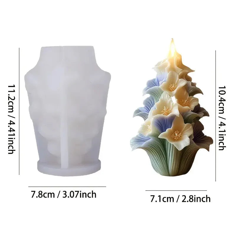 Rose tree candle mold, elegant white flower design, suitable for home decoration and ornaments, handicrafts and creative gifts.