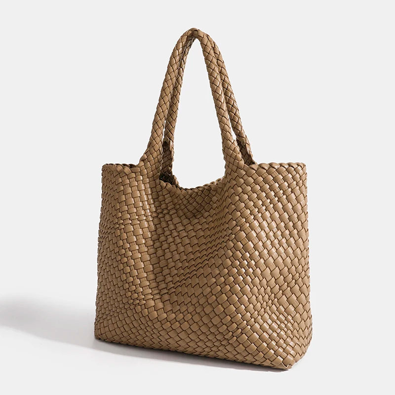 Neoprene Striped Tote Bag Hasp Closure — Black And White | KIMLUD