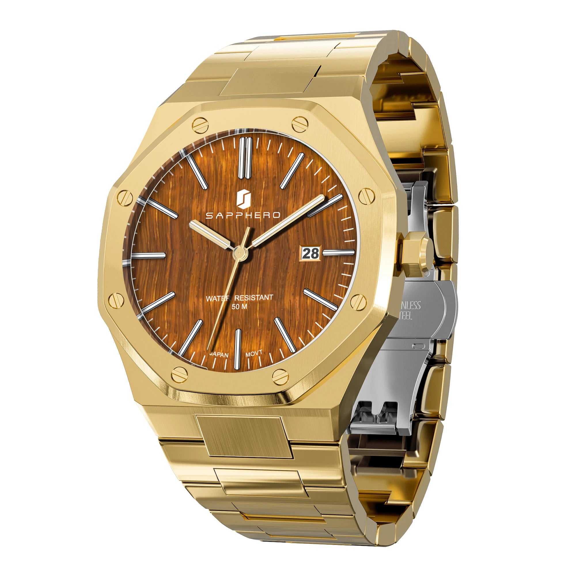 SAPPHERO Rose gold Men watches 30M waterproof stainless steels watches Quartz Watch  Men Business Fashion watches for men watche