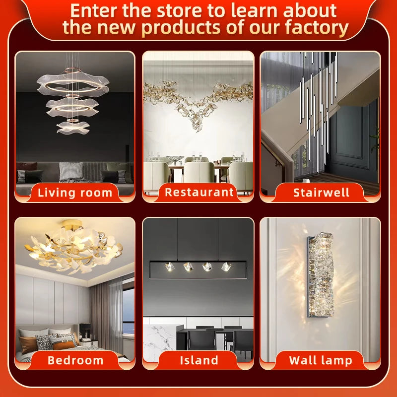 Ceiling for Dining Room Modern Led Crystal Chandelier  Ceiling Hanging Lamp for Living Room Villa Loft Pendant Lighting