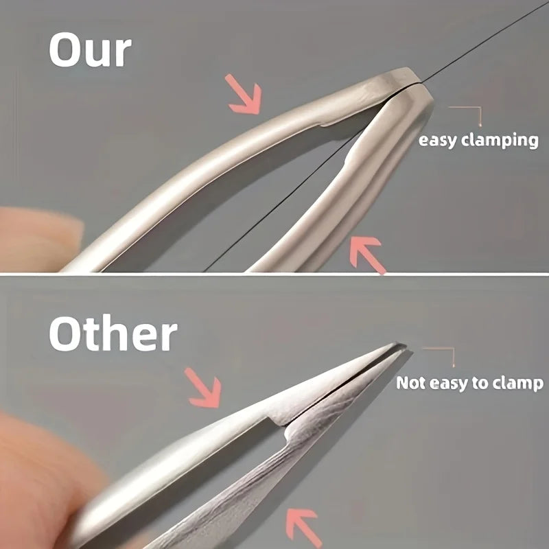 Round Head Tweezers For Eyebrow And Facial Hair — Silver | KIMLUD