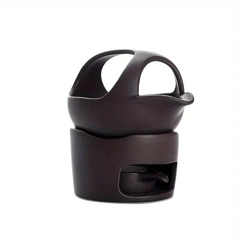 Ceramic Aroma Burner Coarse Pottery — Deep Black | KIMLUD