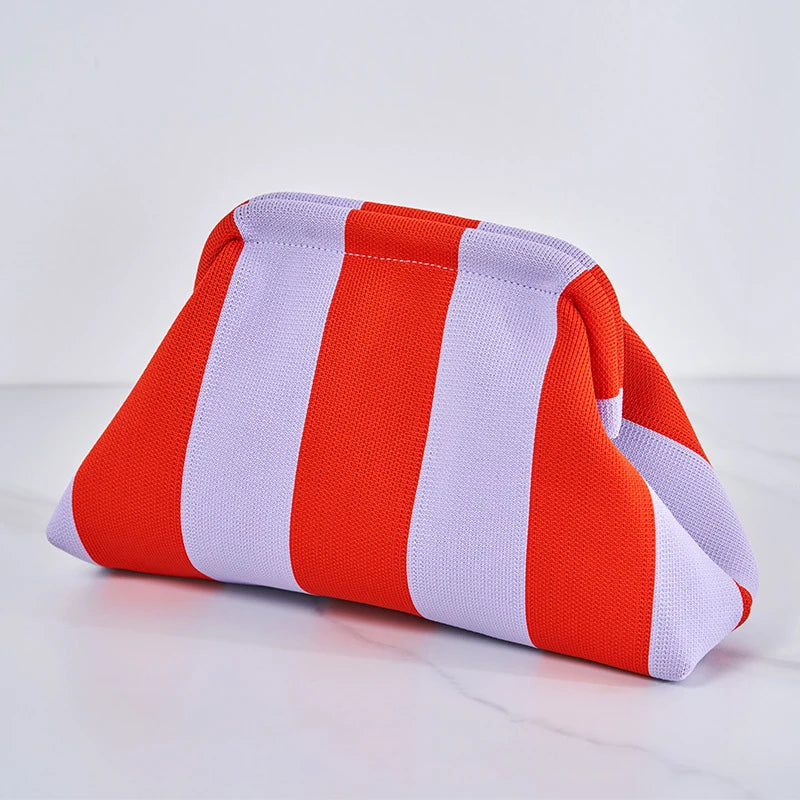 Striped Polyester Clutch Bag Small — Multicolor | KIMLUD