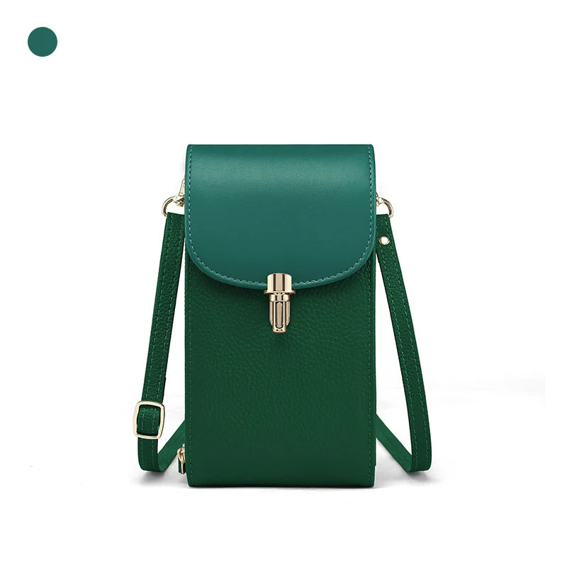 Crossbody Bag – 8 Card Slots – Genuine Leather – Lychee Pattern | KIMLUD