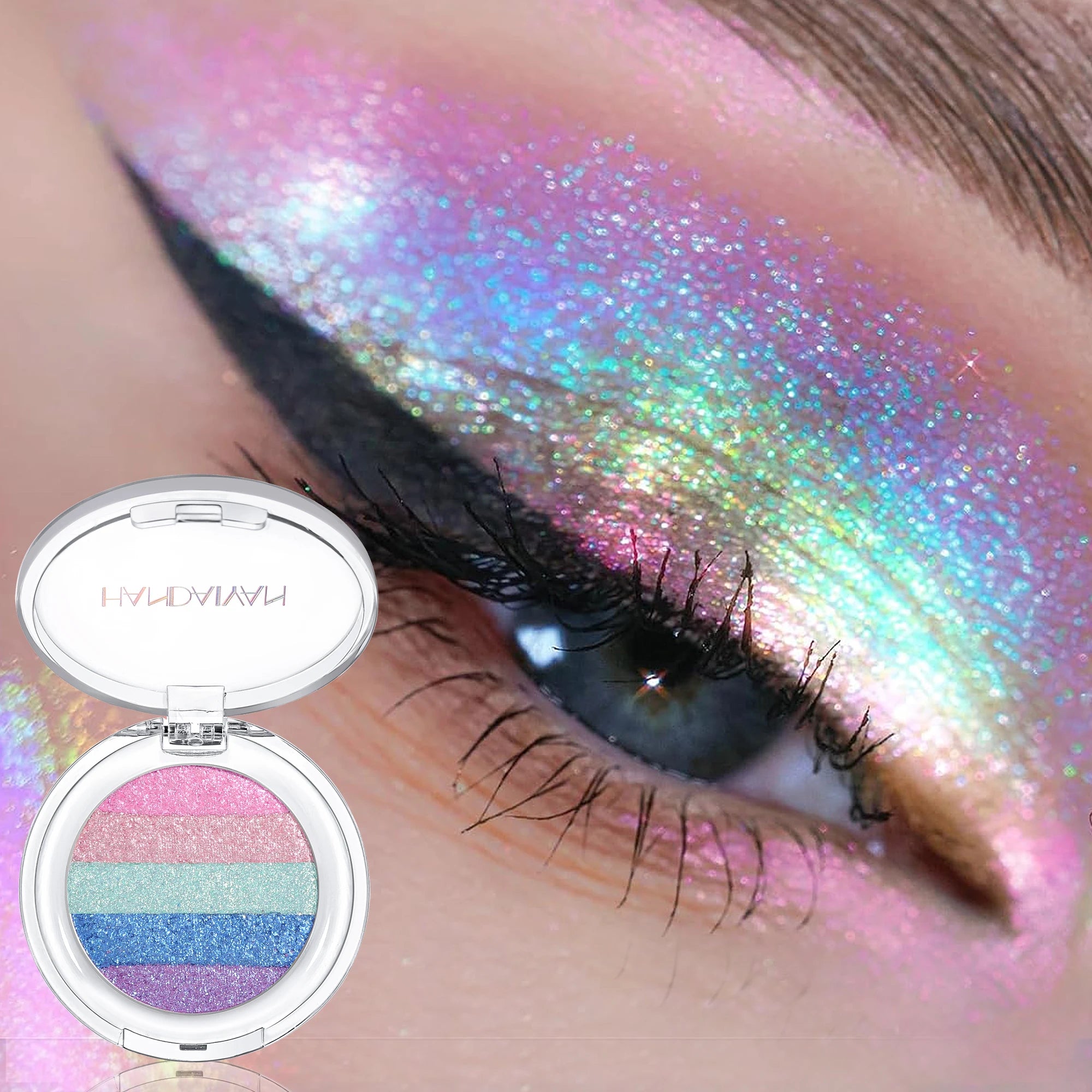 HANDAIYAN 3-Color Chameleon Pearl Shimmer Eye Shadow High-Pigment Glow, Fluorescent Micro-Shimmer Eye Shadow