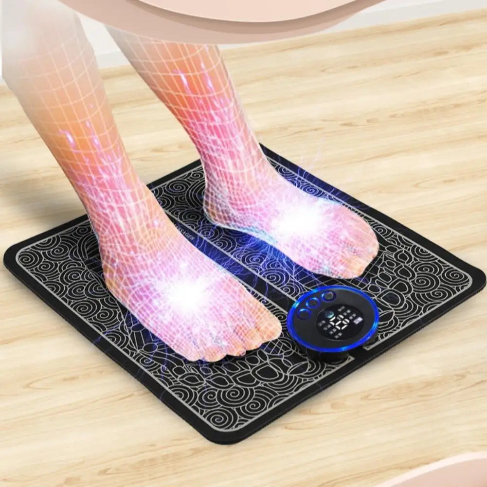 EMS Muscle Stimulation Foot Massager Pad Acupoint Massage Mat for Pain Relief & Blood Circulation Improvement Home Family Relax