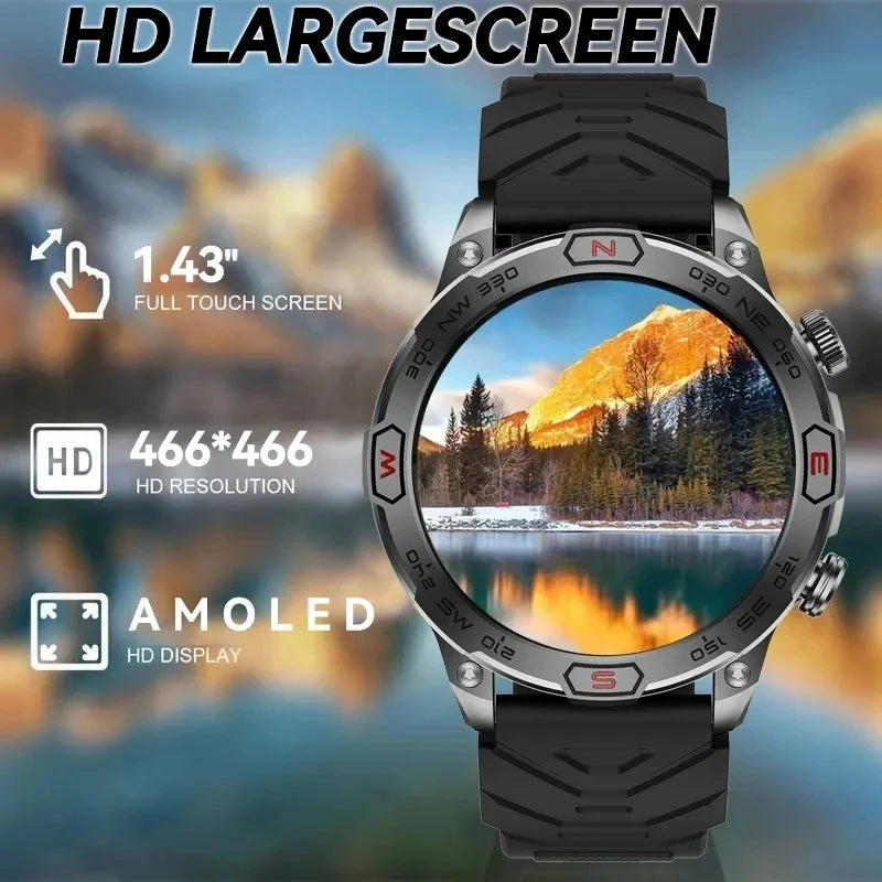 2025 New Outdoor Military GPS Smart Watch Men 466*466 HD AMOLED Full Touch Screen Bluetooth Call IP68 Waterproof Smartwatches