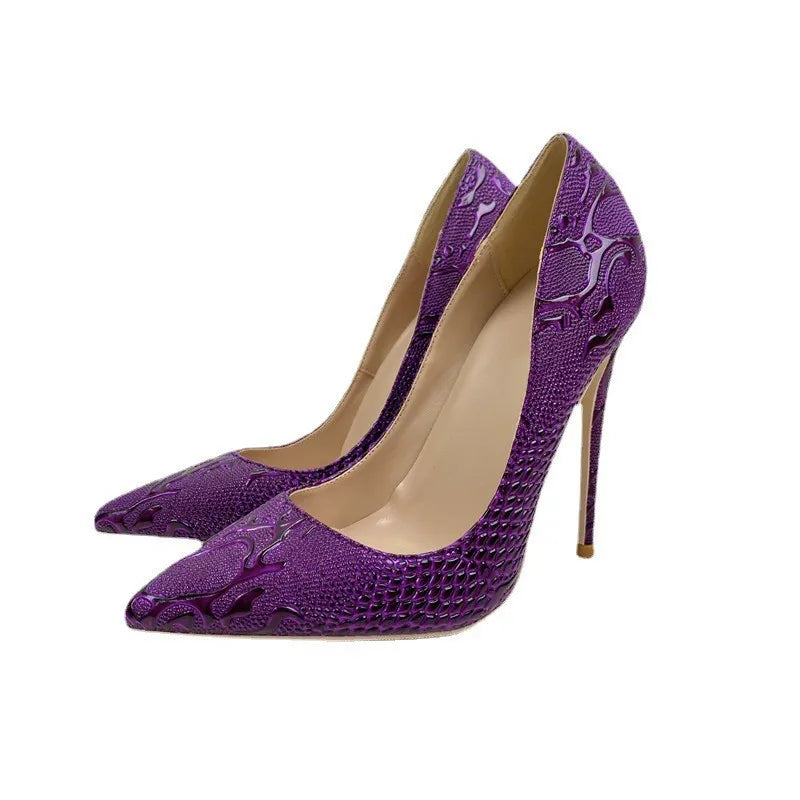 Pumps – Pointed Toe Slip On – Microfiber – Purple | KIMLUD