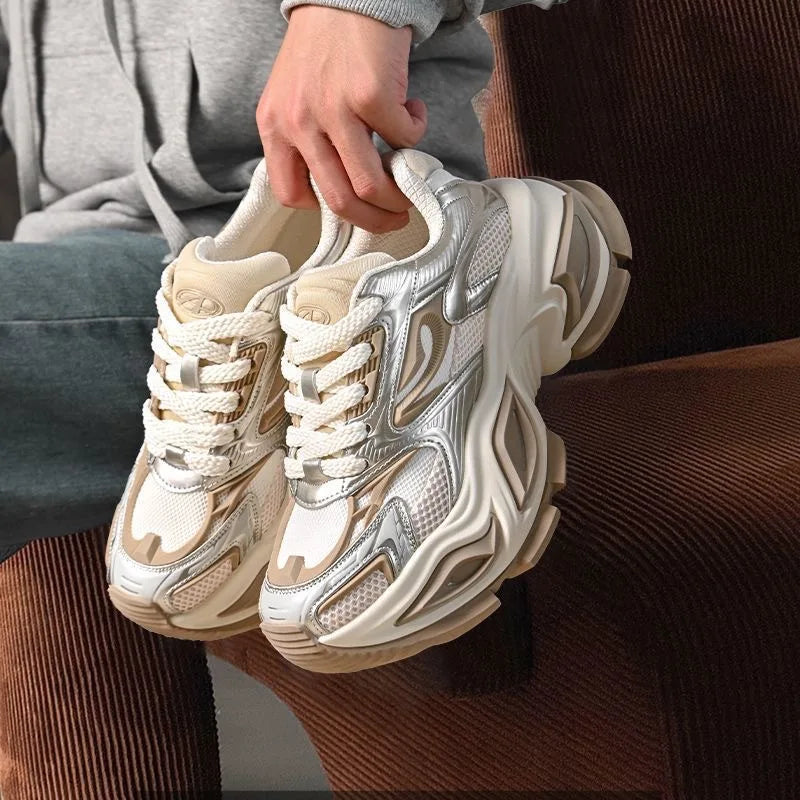Men's Trendy Versatile Breathable Sports Shoes Casual Running Dad Shoes with Thick Sole Height Increasing