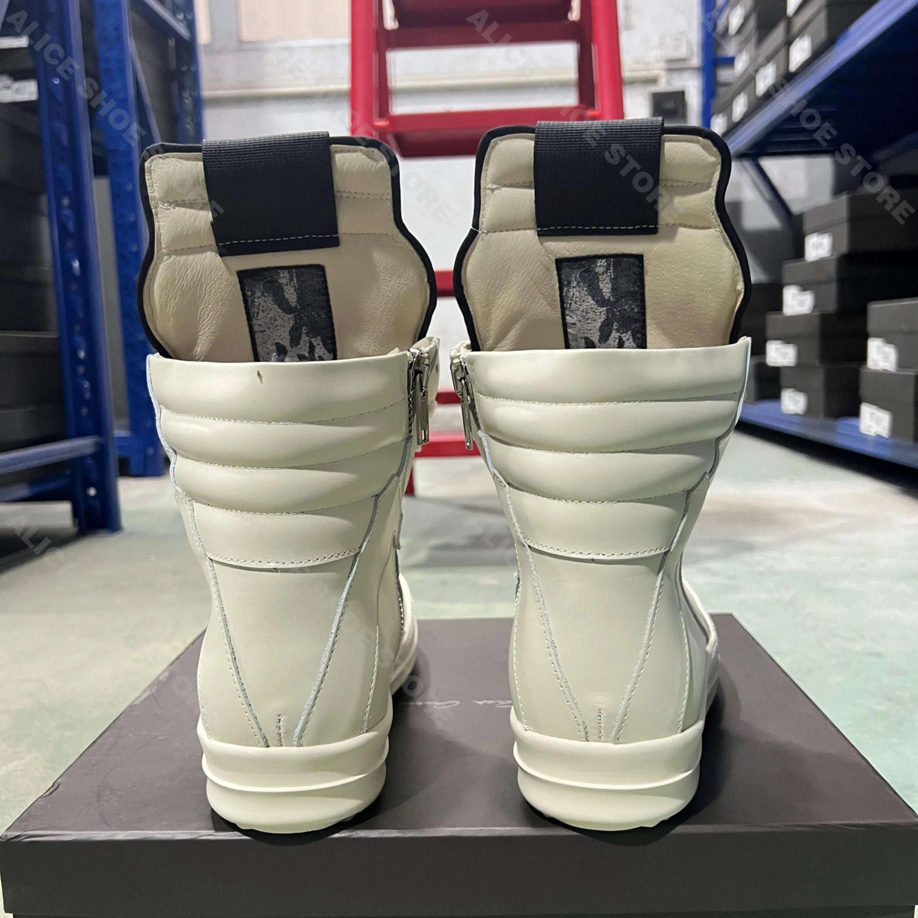 Brand Men Ankle Boot Casual Leather High Top Women Sneaker White Geobasket Zipper Luxury Trainer Designer Thick-sole Flat Shoe