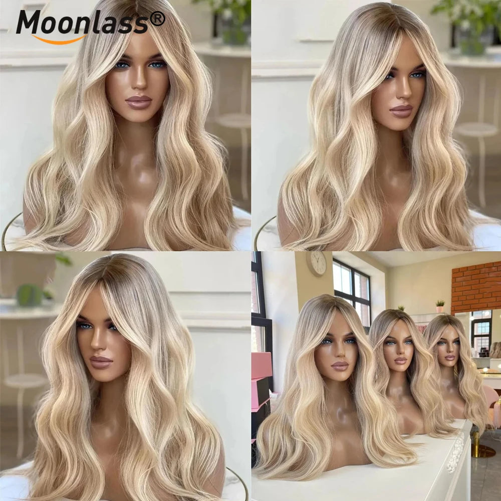 Lace Front Wig – Body Wave – Human Hair – Champagne Platinum | KIMLUD