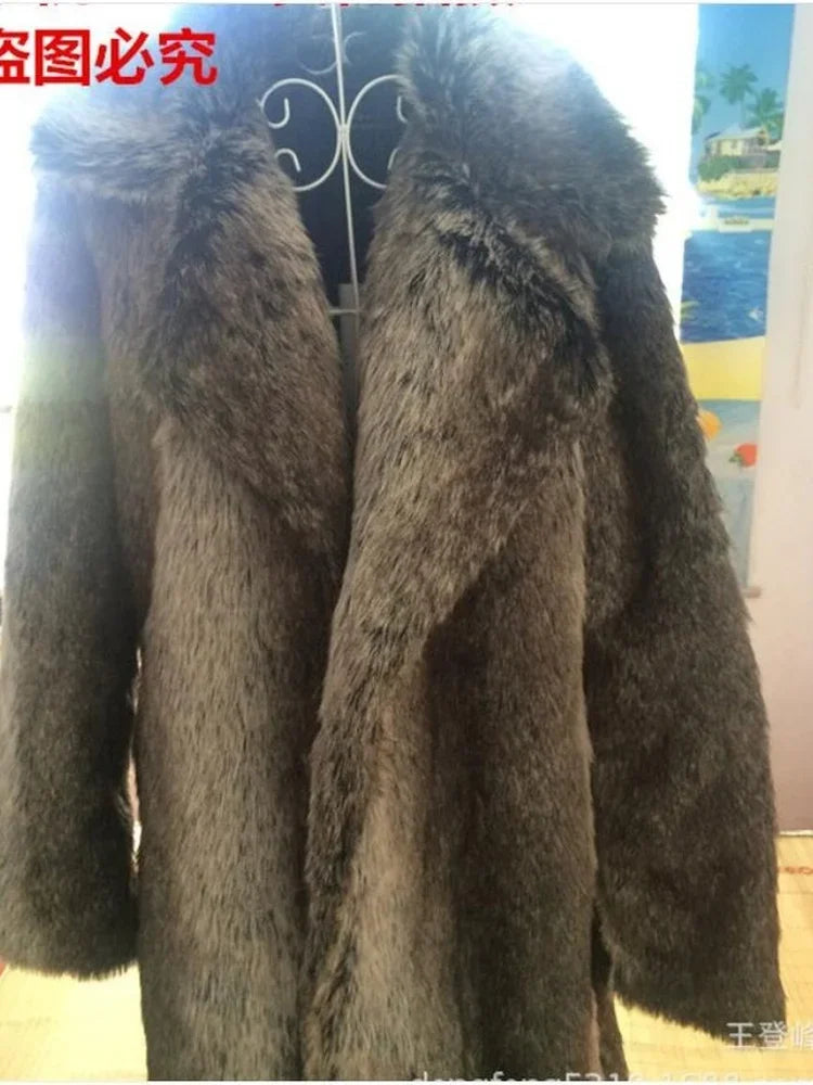 Men's Coat – Large Lapel – Faux Fur – Long Silhouette | KIMLUD