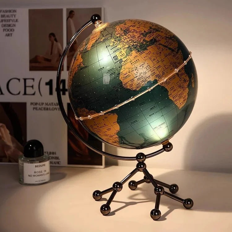 Polished Metal Globe Ornament Sculpture — Gold | KIMLUD