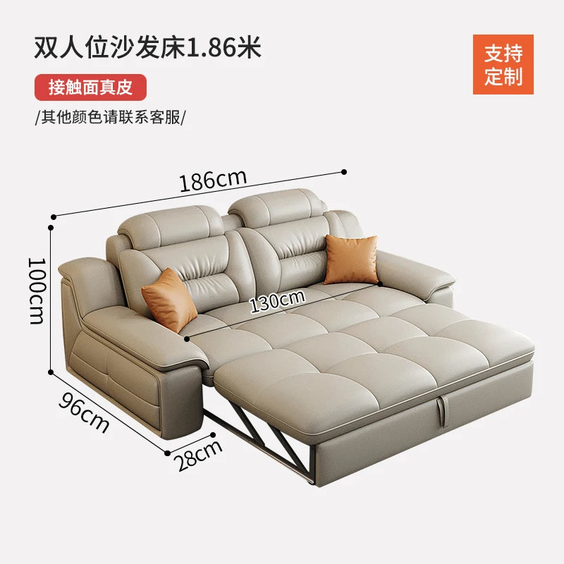 Multifunctional Designer Sofa Bed With Storage System For Spacious Living — Ivory-Beige | KIMLUD