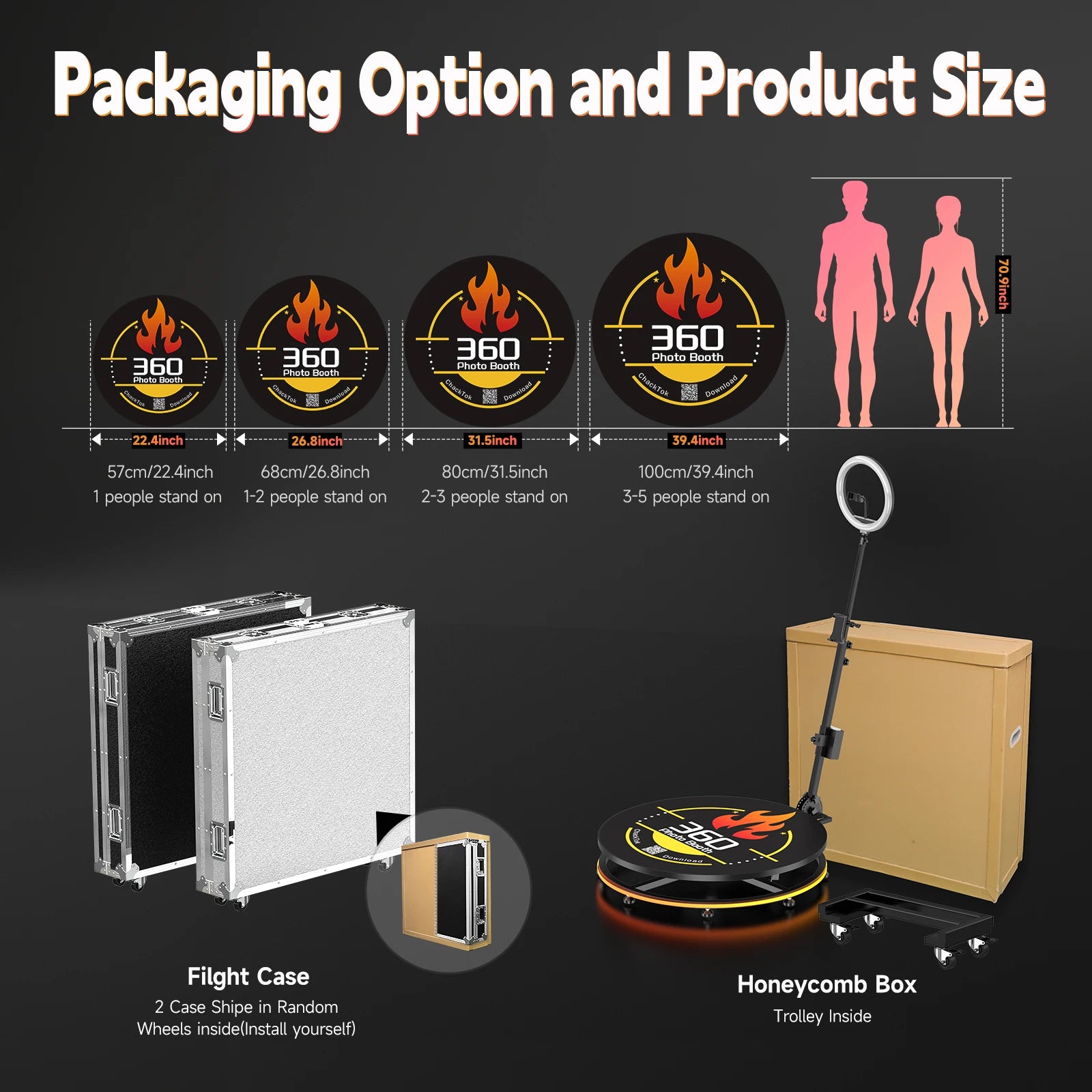 CHACKTOK 360 Photo Booth Machine for Parties 360 Spin Camera Booth with Extra Logo Customization Software APP Remote Automatic