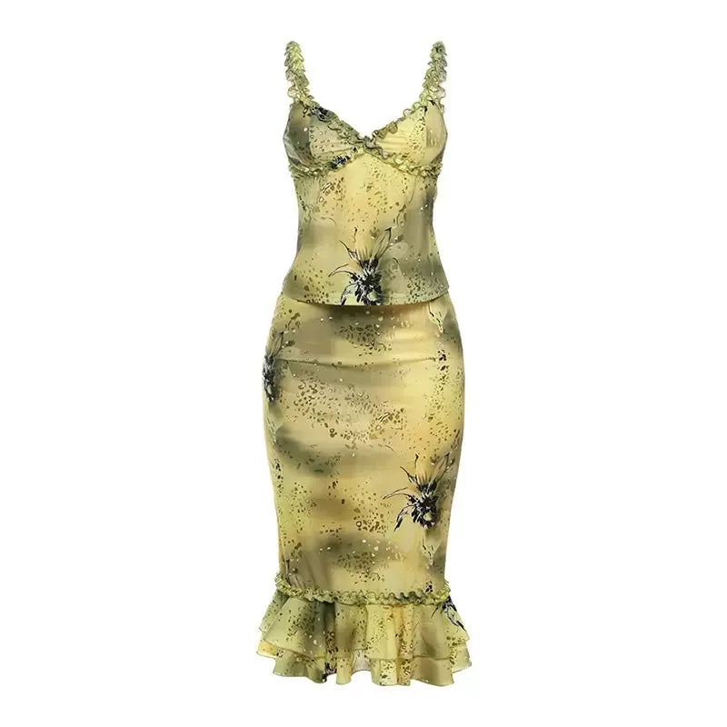 Mesh Maxi Top With High Collar Plant Print Open Split And Sheer Overlay — Black | KIMLUD