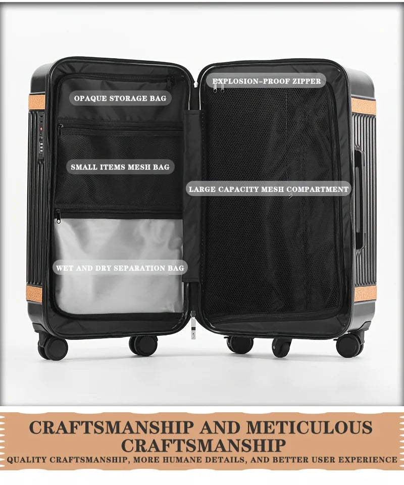 Hardshell ABS+PC Suitcase Large-Capacity With USB Port — White | KIMLUD