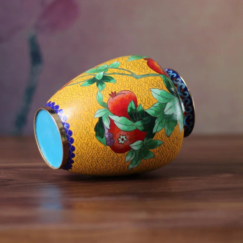 Handmade Cloisonn Flower Vase, Copper Body Wire Wound, Enamel Plant Vase, Desktop Decorative, Exquisite Workmanship, Room Decor