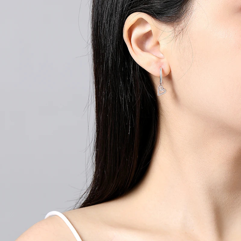 Sterling Silver Stud Hoop Earrings Crown Heart Bee — Rose Gold | KIMLUD