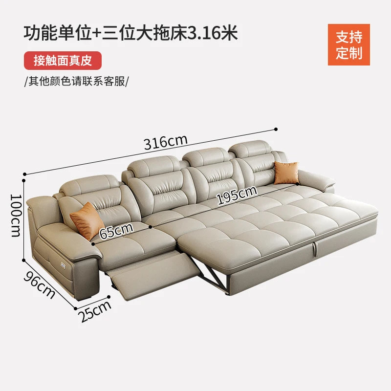 Multifunctional Designer Sofa Bed With Storage System For Spacious Living — Ivory-Beige | KIMLUD