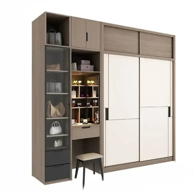 Luxury Modular Wardrobes Sliding Door Orgnizer Modern Bedroom Wardrobe Display Wooden Stylish Armario Ropero Bedroom Furniture