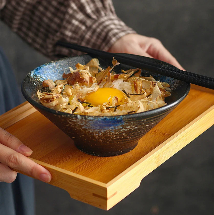 Porcelain Ramen Bowl Japanese Tableware — Deep Black | KIMLUD