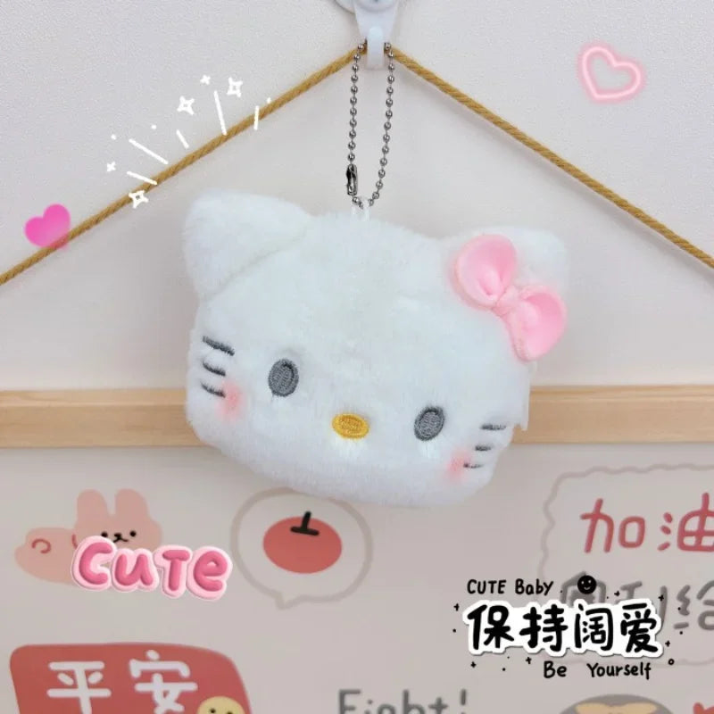Sanrio Hello Kitty Plush Coin Purse Cartoon Keychain Bag Zipper Coin Wallet Storage Bag Key Earphone Pouch Decorations Girl Gift