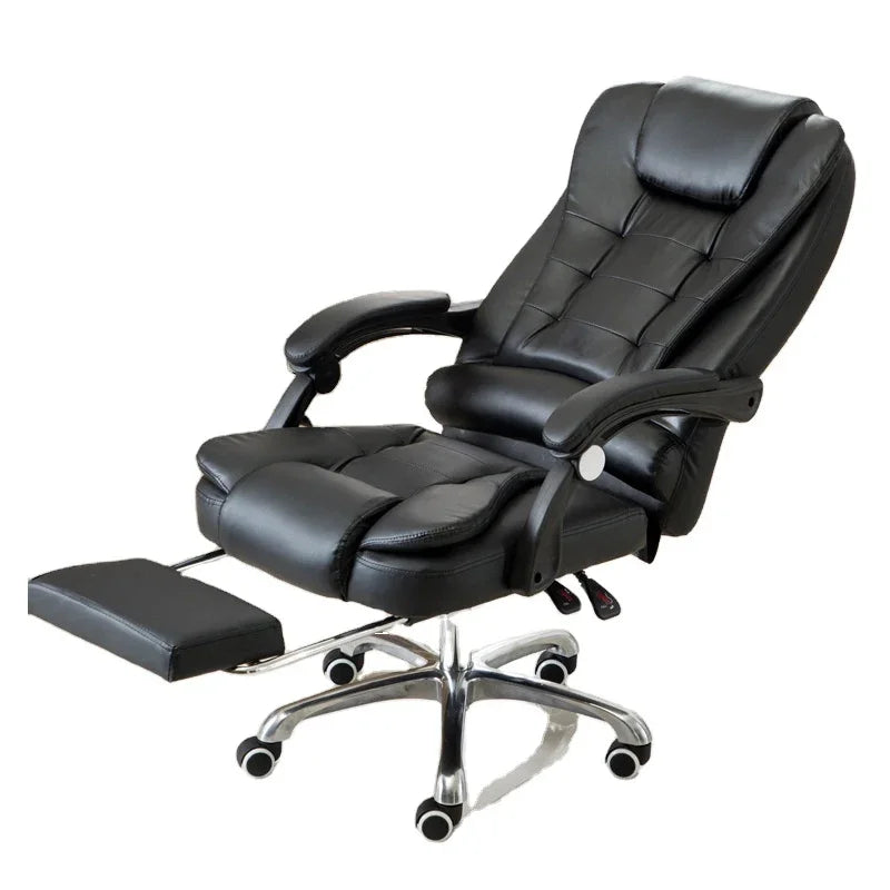 A Office Furniture Massage Soft Ergonomic Executive Recliner High Back Chairs Black Pu Leather Office Chair with Footrest
