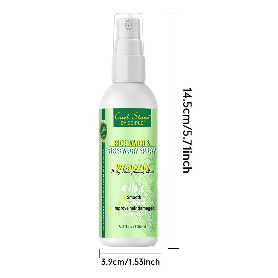 GOIPLE Natural Rice Water&Rosemary Spray Biotin Nourishes Moisturizes Health Scalp Smooth Split Ends Daily Strengthen Hair Mist