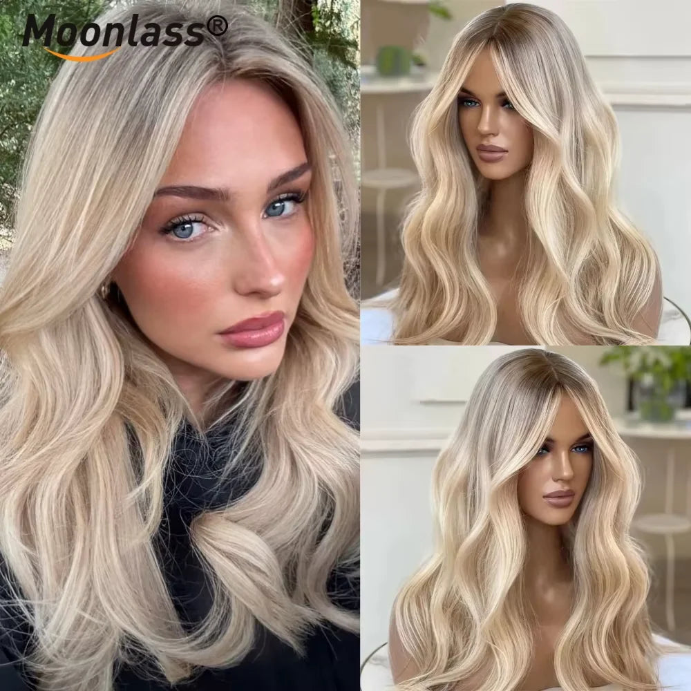 Lace Front Wig – Body Wave – Human Hair – Champagne Platinum | KIMLUD