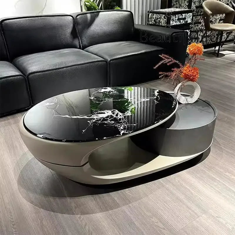 LOval Special-shaped Coffee Table Small Apartment Living Room Tea Table Modern High-end Designer New Luxury Stone