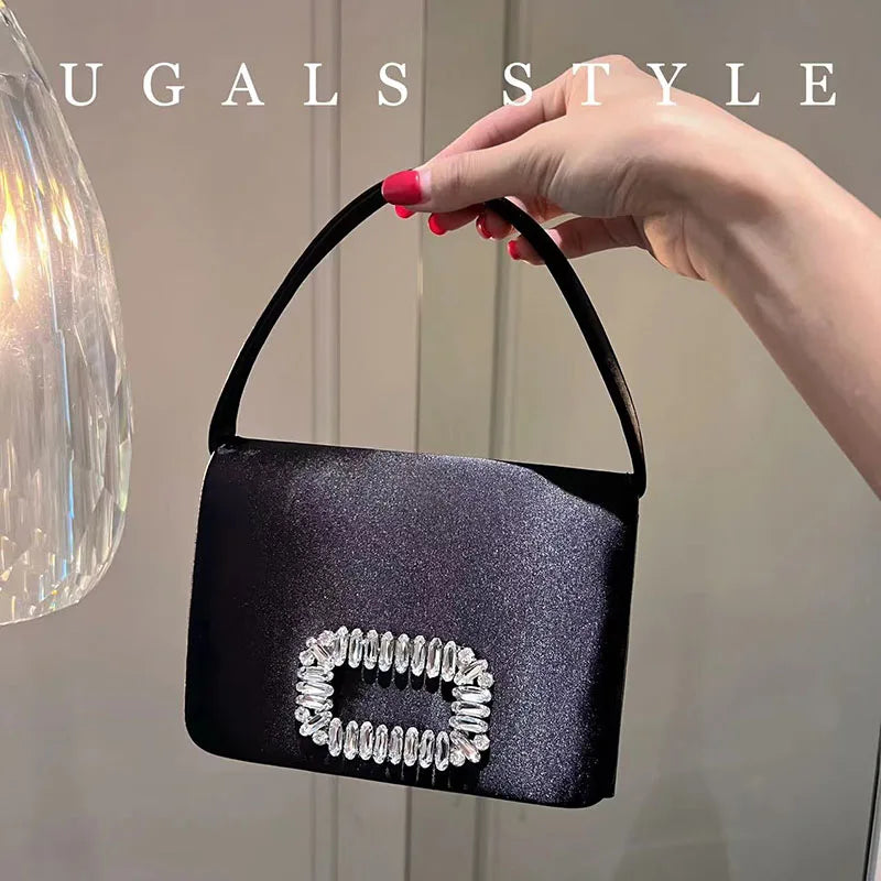 Crystal-Embellished Satin Evening Bag Tassel — Crystal | KIMLUD