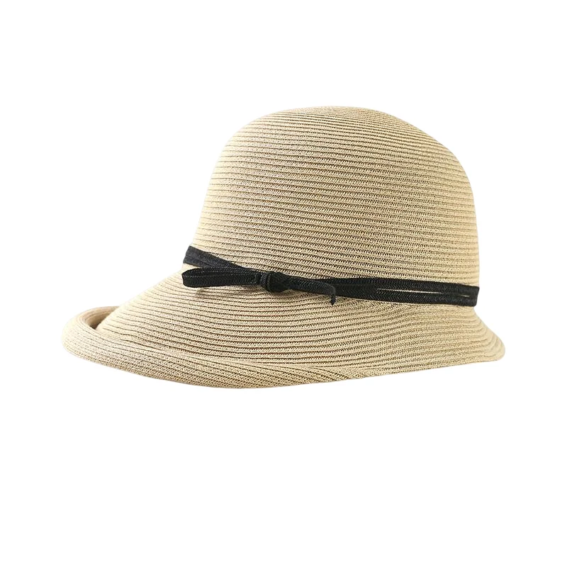 KIMLUD, Hepburn Style Straw Hat Women Age Reduction Face Small Curly Edge SunHat Female Summer Beach Hat Japan Holiday Party Cap UPF50+, Beige / CHINA, KIMLUD Women's Clothes
