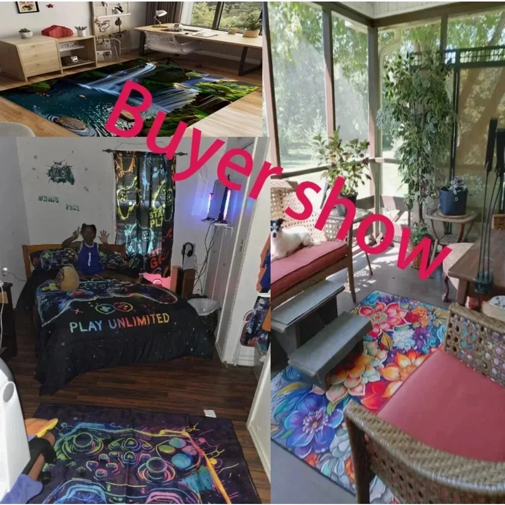 Retro DJ Console Carpet Music Studio Pattern Mat Stylish Area Rug for Living Room Bedroom Home Decoration Home Rugs for Bedroom