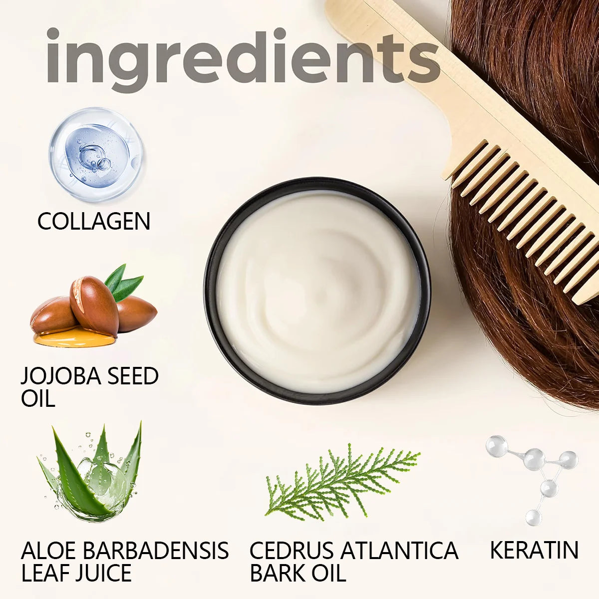 Argan Oil & Aloe Vera Hair Mask Collagen Keratin Treatment — Cream | KIMLUD