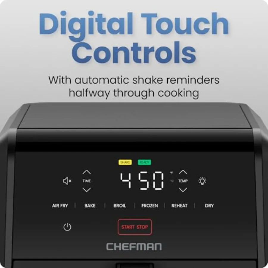 Air Fryer TurboFry 7-Qt 6-in-1 High-Powered 450F Cooking for Crispier Results Compact Space-Saving Design Air Fry Bake Broil Re