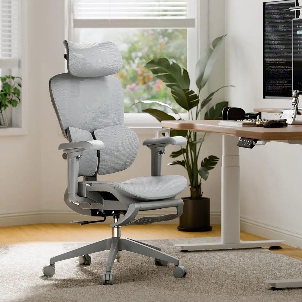 High-Back Mesh Ergonomic Office Chair — Gray | KIMLUD