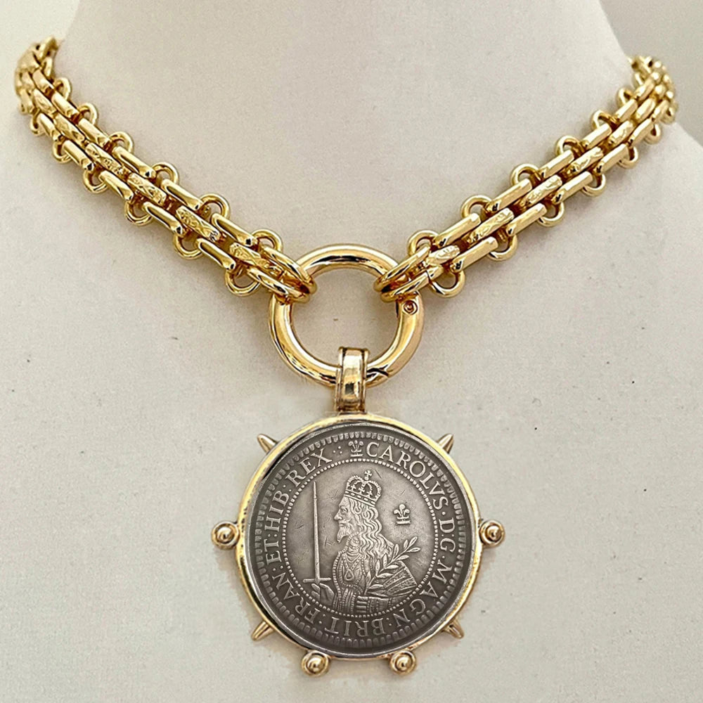 Copper Orla Coin Pendant Necklace — Copper | KIMLUD