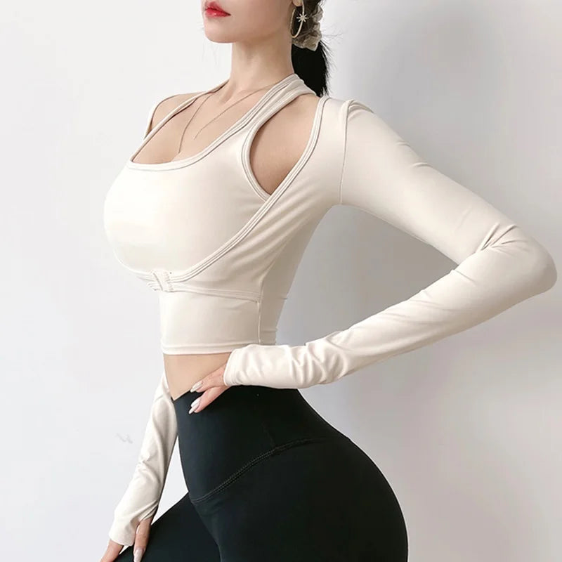 Nylon Elastane Knit Yoga Shirt Crop Bra Top With Breathable Quick Dry — Blue | KIMLUD