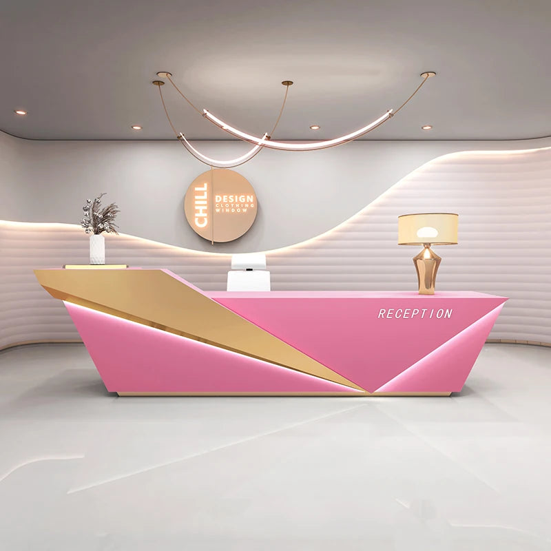 Sculpted Marble Reception Desk With Integrated Storage — Charcoal | KIMLUD